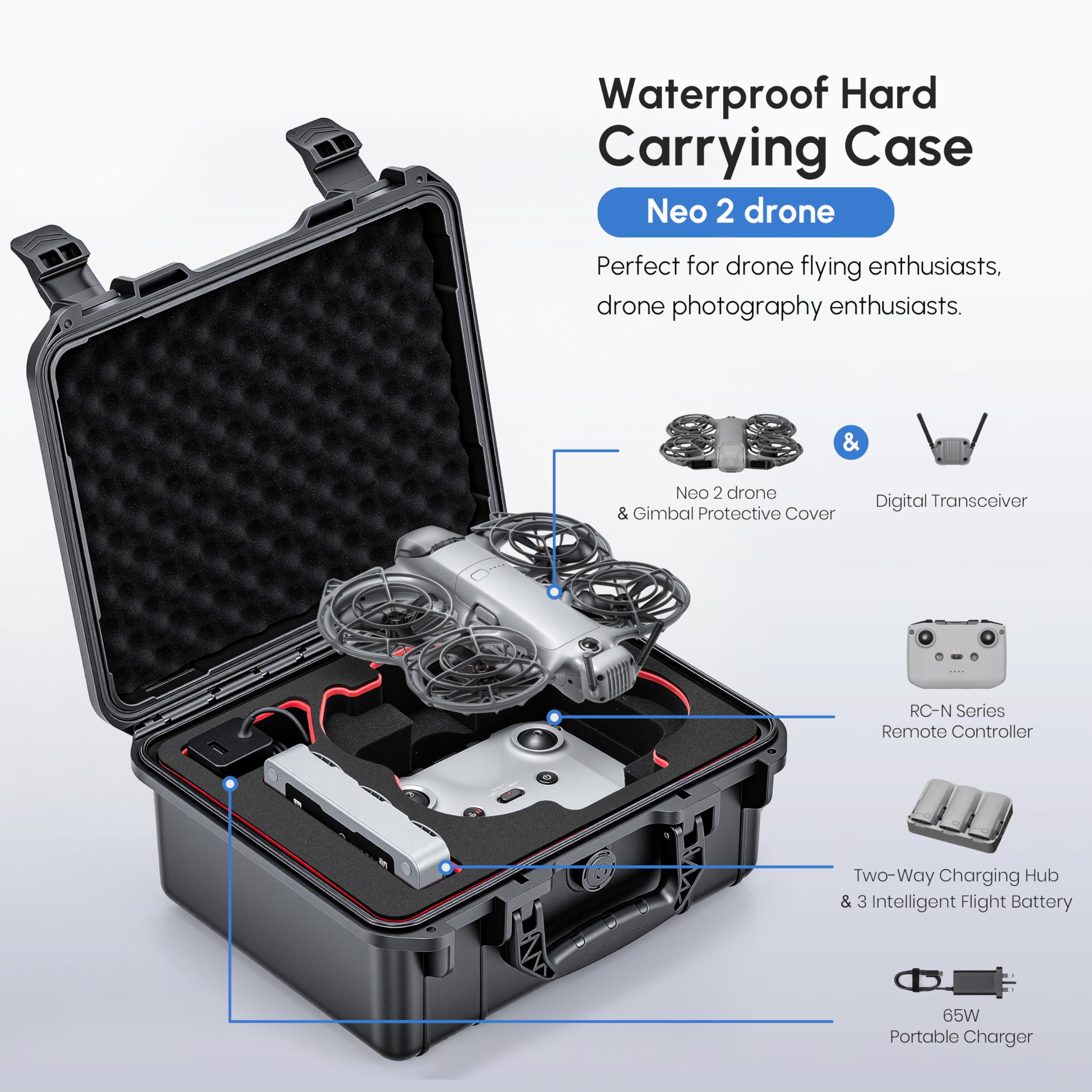 Drone Controller Hood - Estuche NEO 2, Estuche Rígido Impermeable