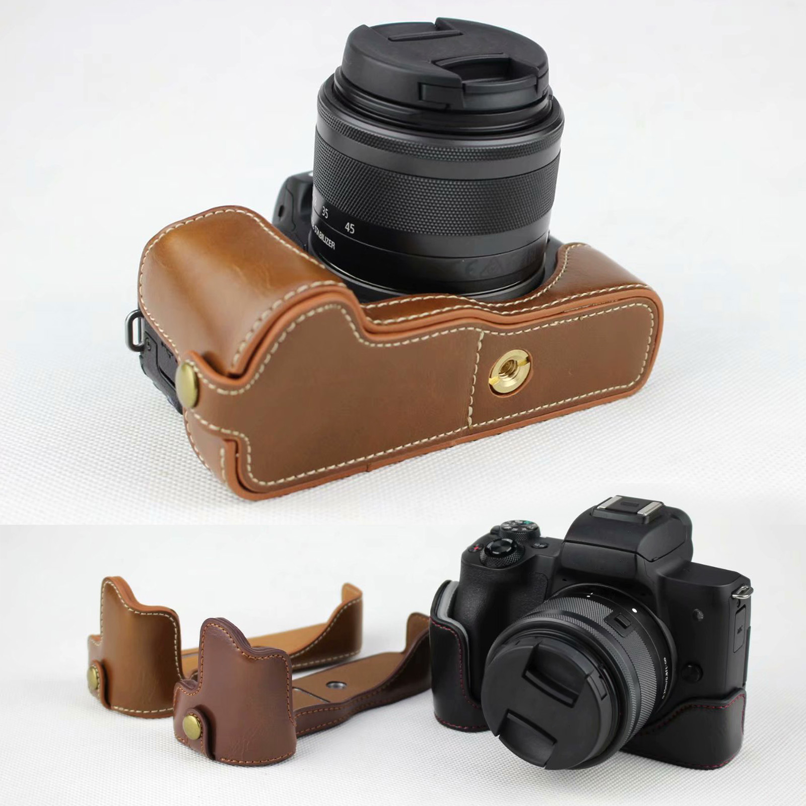 Canon Camera Eos M50 Mark Ii - Funda protectora de cuero para cámara