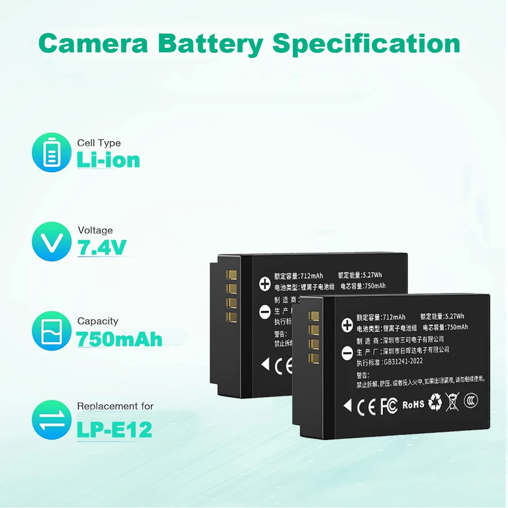 Nueva Batería LP-E12 para Cáma - Canon Camera Eos M50 Mark Ii reseña y precio